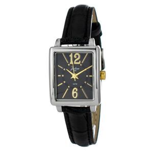 JUSTINA Elegant Leather Dress Watch Women Black Watches